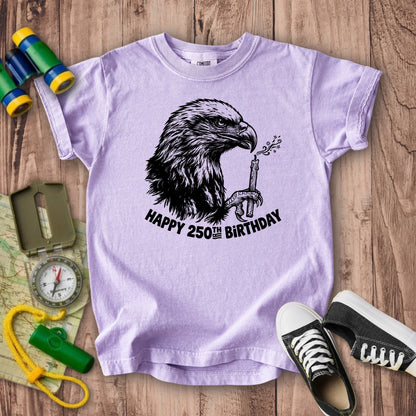 Happy 250th Birthday America Eagle Blowing Out a Candle Kids Cotton T-Shirt