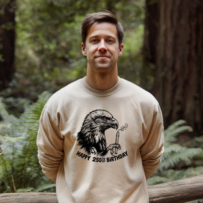 Happy 250th Birthday America Eagle Blowing Out a Candle Crewneck Sweatshirt