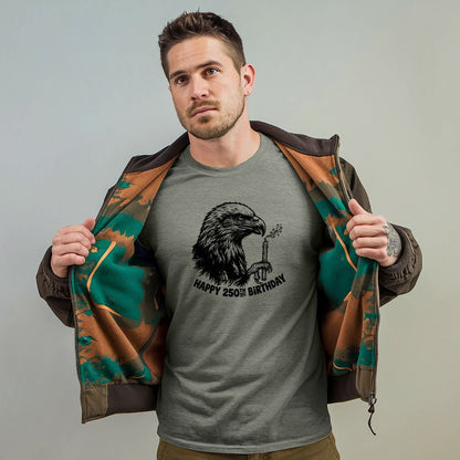 Happy 250th Birthday America Eagle Blowing Out a Candle T-Shirt