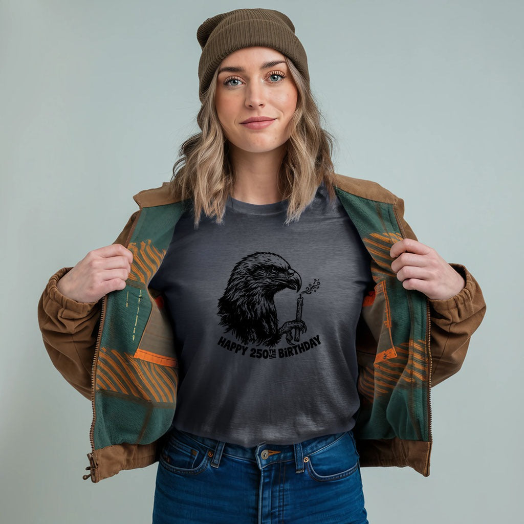 Happy 250th Birthday America Eagle Blowing Out a Candle T-Shirt