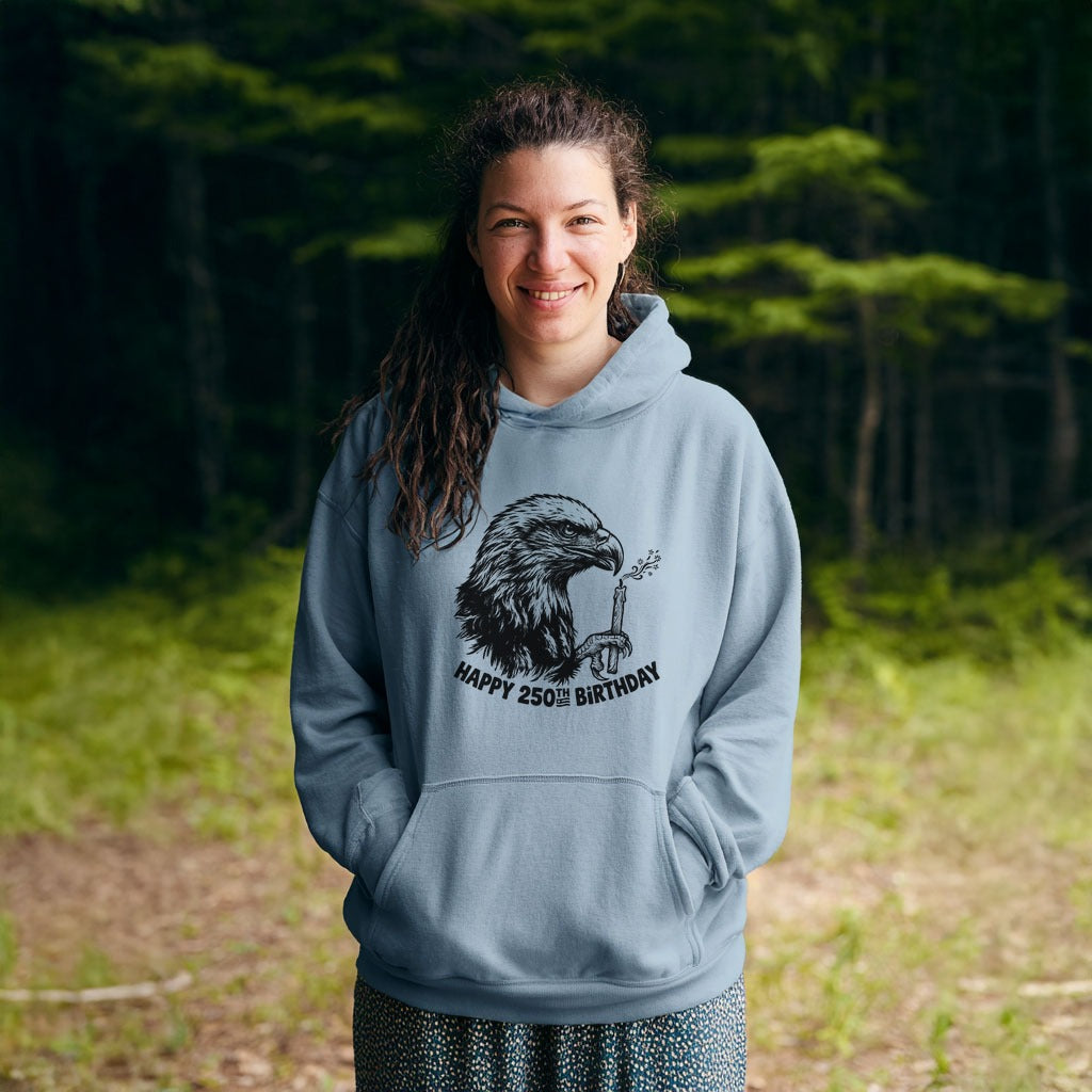Happy 250th Birthday America Eagle Blowing Out a Candle Hoodie