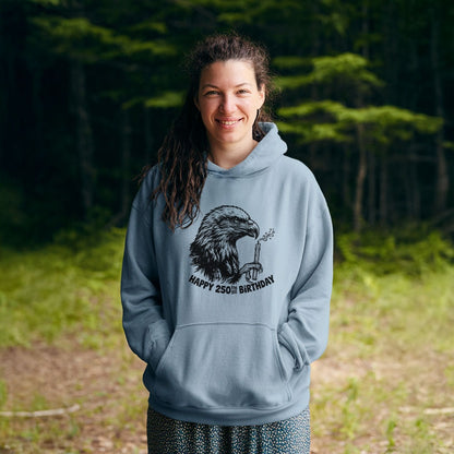 Happy 250th Birthday America Eagle Blowing Out a Candle Hoodie