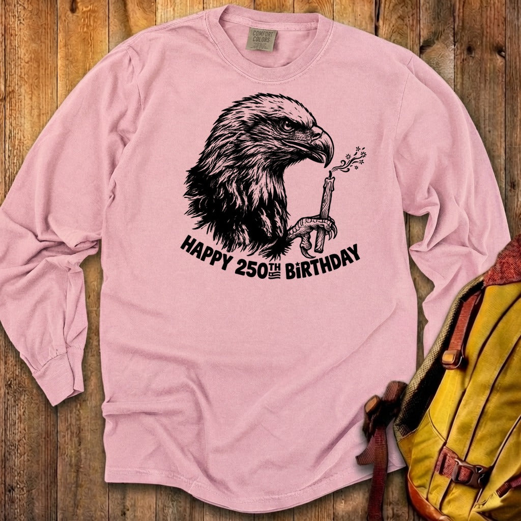 Happy 250th Birthday America Eagle Blowing Out a Candle Premium Long Sleeve