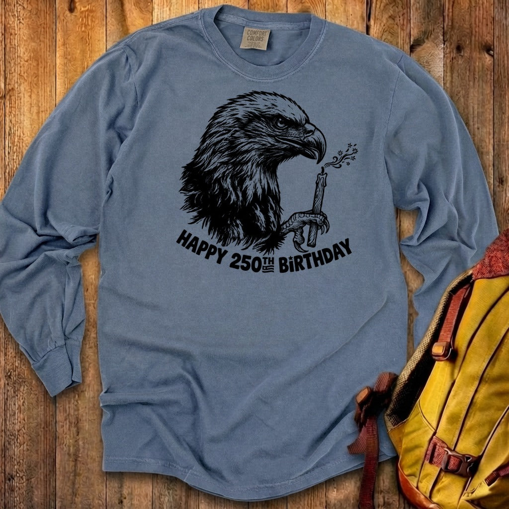 Happy 250th Birthday America Eagle Blowing Out a Candle Premium Long Sleeve