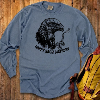Happy 250th Birthday America Eagle Blowing Out a Candle Premium Long Sleeve