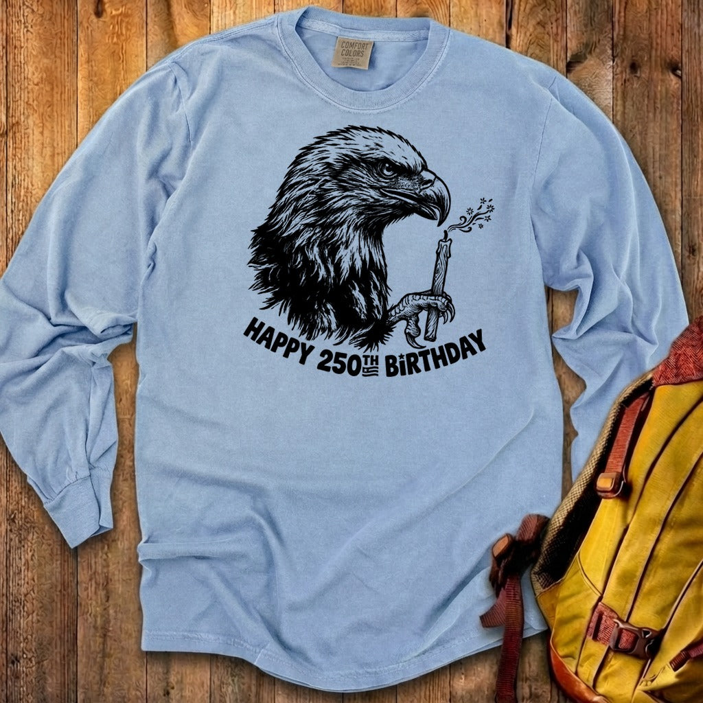 Happy 250th Birthday America Eagle Blowing Out a Candle Premium Long Sleeve
