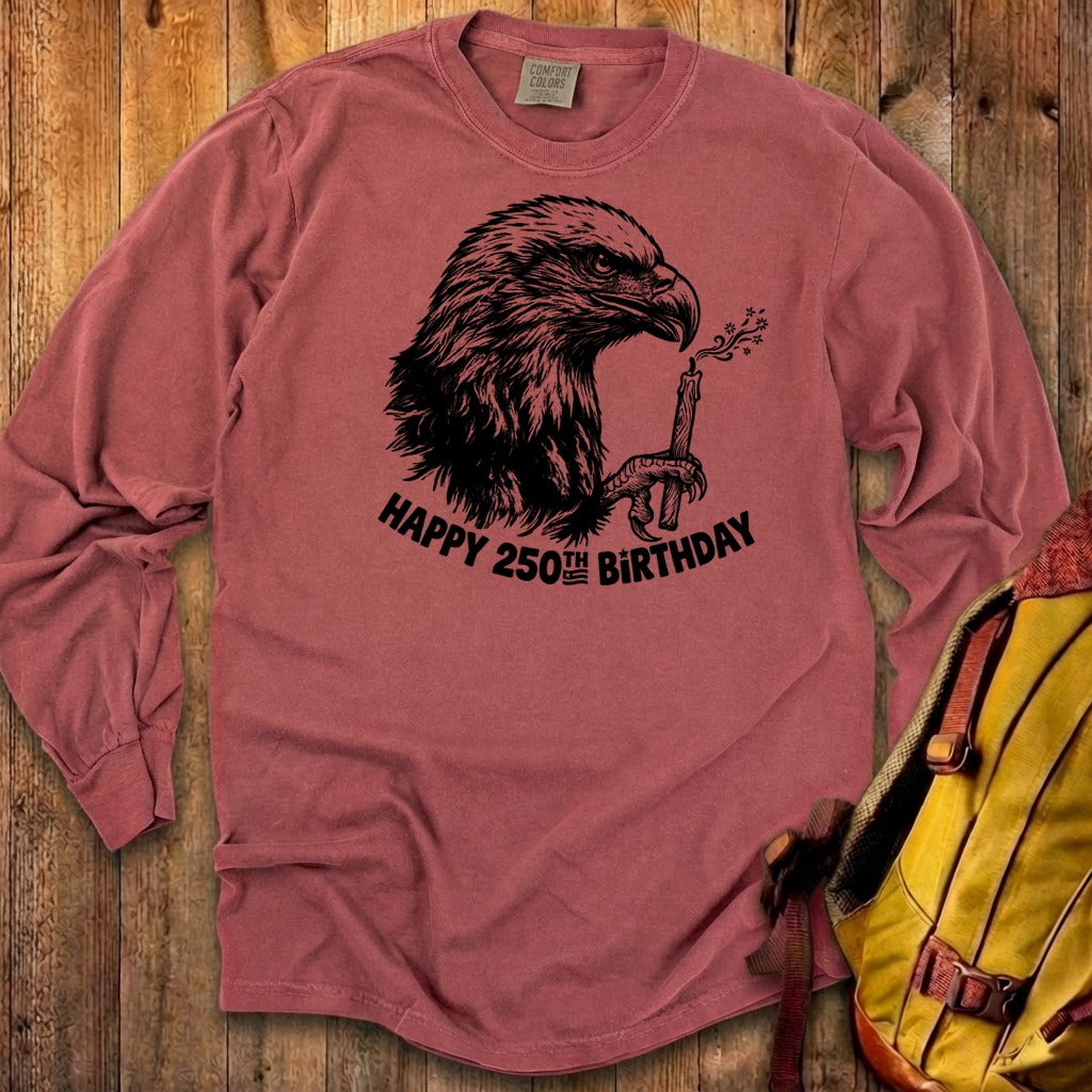 Happy 250th Birthday America Eagle Blowing Out a Candle Premium Long Sleeve