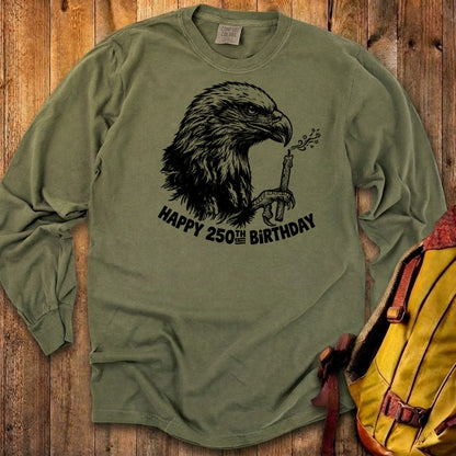 Happy 250th Birthday America Eagle Blowing Out a Candle Premium Long Sleeve