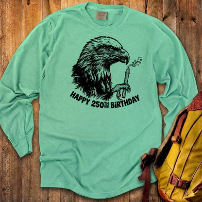 Happy 250th Birthday America Eagle Blowing Out a Candle Premium Long Sleeve