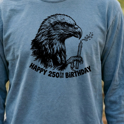 Happy 250th Birthday America Eagle Blowing Out a Candle Premium Long Sleeve