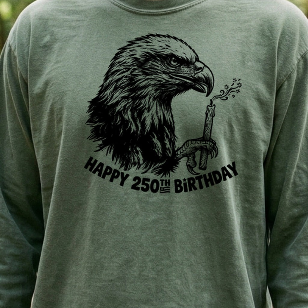 Happy 250th Birthday America Eagle Blowing Out a Candle Premium Long Sleeve