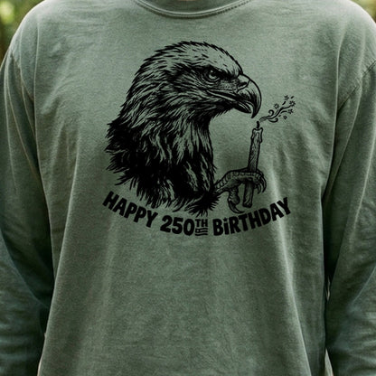 Happy 250th Birthday America Eagle Blowing Out a Candle Premium Long Sleeve