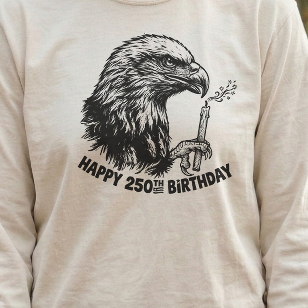 Happy 250th Birthday America Eagle Blowing Out a Candle Premium Long Sleeve