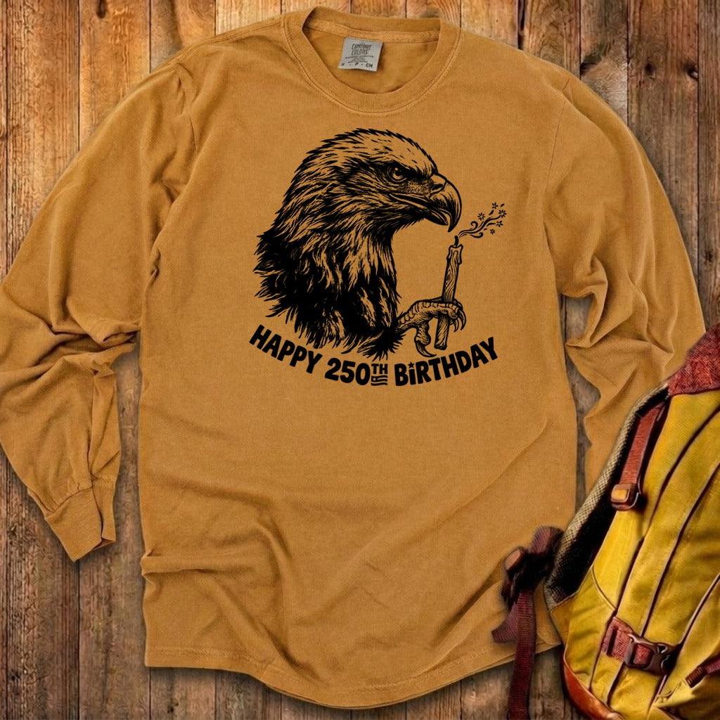 Happy 250th Birthday America Eagle Blowing Out a Candle Premium Long Sleeve