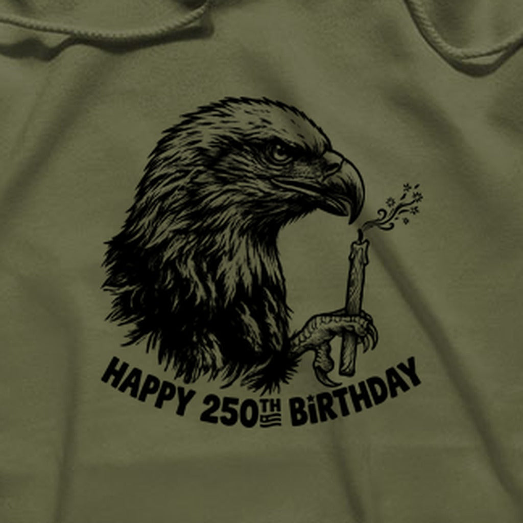 Happy 250th Birthday America Eagle Blowing Out a Candle Hoodie