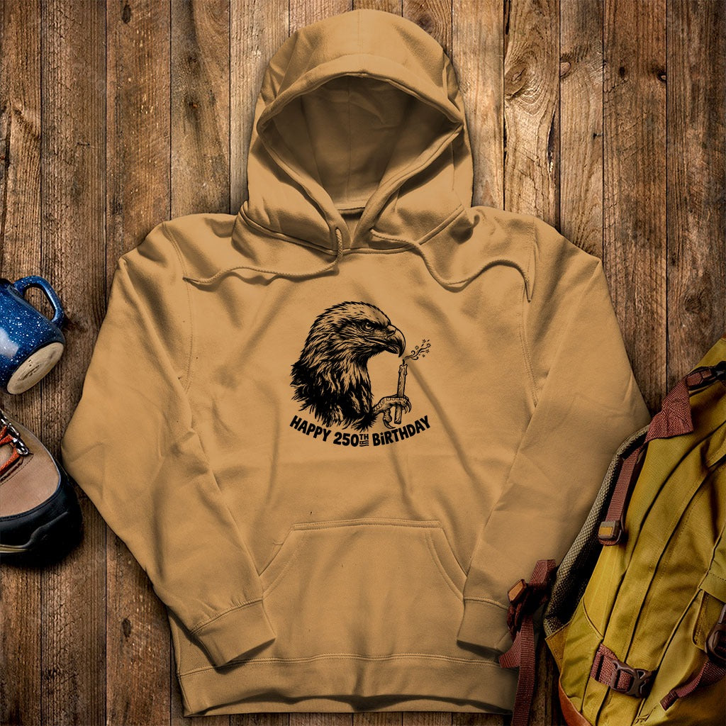Happy 250th Birthday America Eagle Blowing Out a Candle Hoodie
