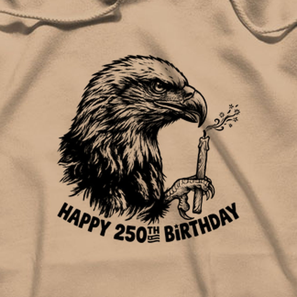 Happy 250th Birthday America Eagle Blowing Out a Candle Hoodie