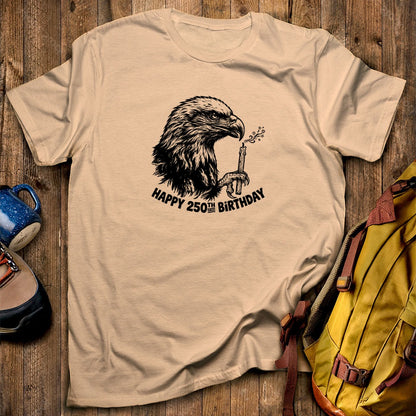 Happy 250th Birthday America Eagle Blowing Out a Candle T-Shirt