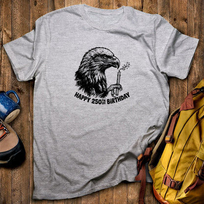 Happy 250th Birthday America Eagle Blowing Out a Candle T-Shirt