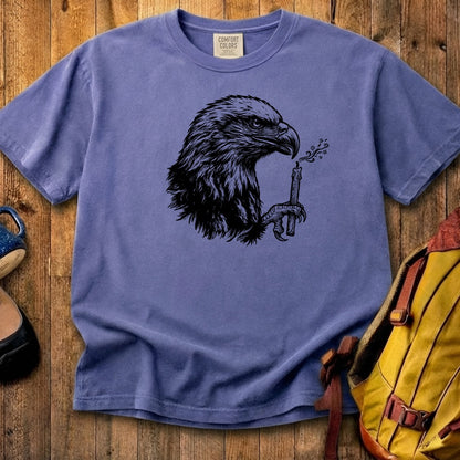 Happy Birthday America Eagle Blowing Out a Candle Cotton T-Shirt