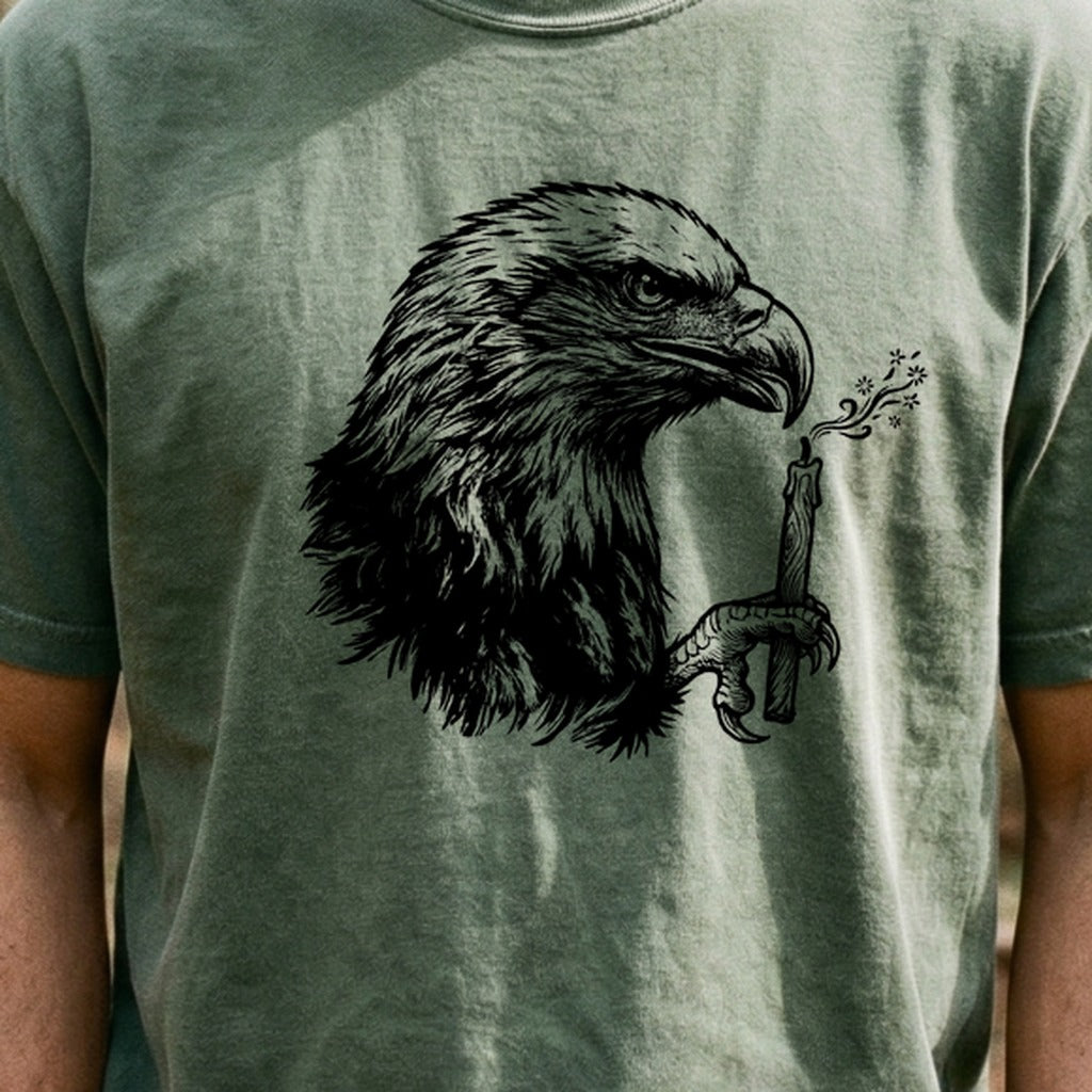 Happy Birthday America Eagle Blowing Out a Candle Cotton T-Shirt