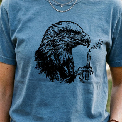 Happy Birthday America Eagle Blowing Out a Candle Cotton T-Shirt