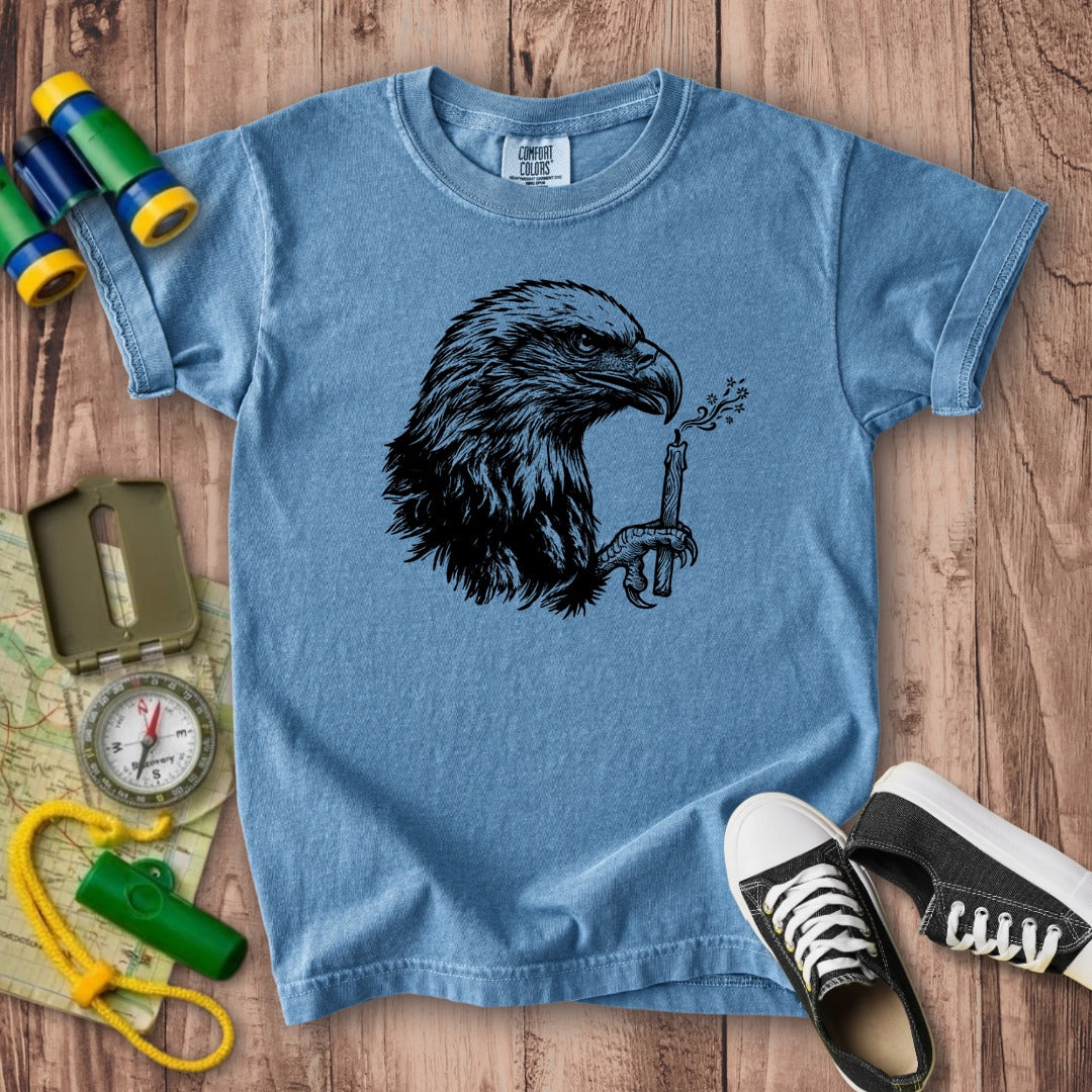 Happy Birthday America Eagle Blowing Out a Candle Kids Cotton T-Shirt