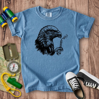 Happy Birthday America Eagle Blowing Out a Candle Kids Cotton T-Shirt