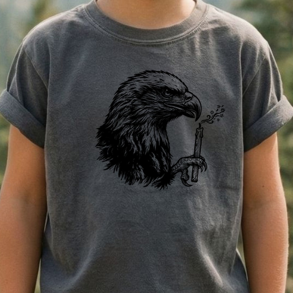 Happy Birthday America Eagle Blowing Out a Candle Kids Cotton T-Shirt