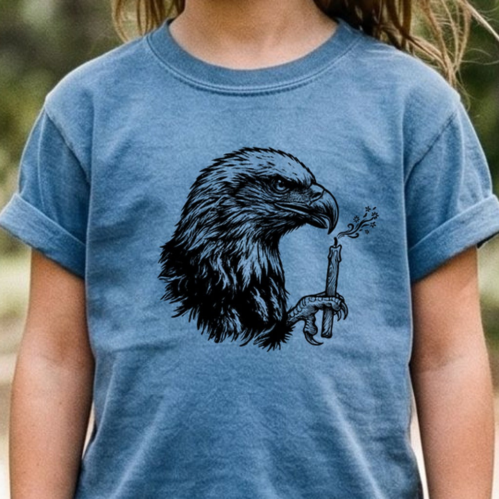 Happy Birthday America Eagle Blowing Out a Candle Kids Cotton T-Shirt