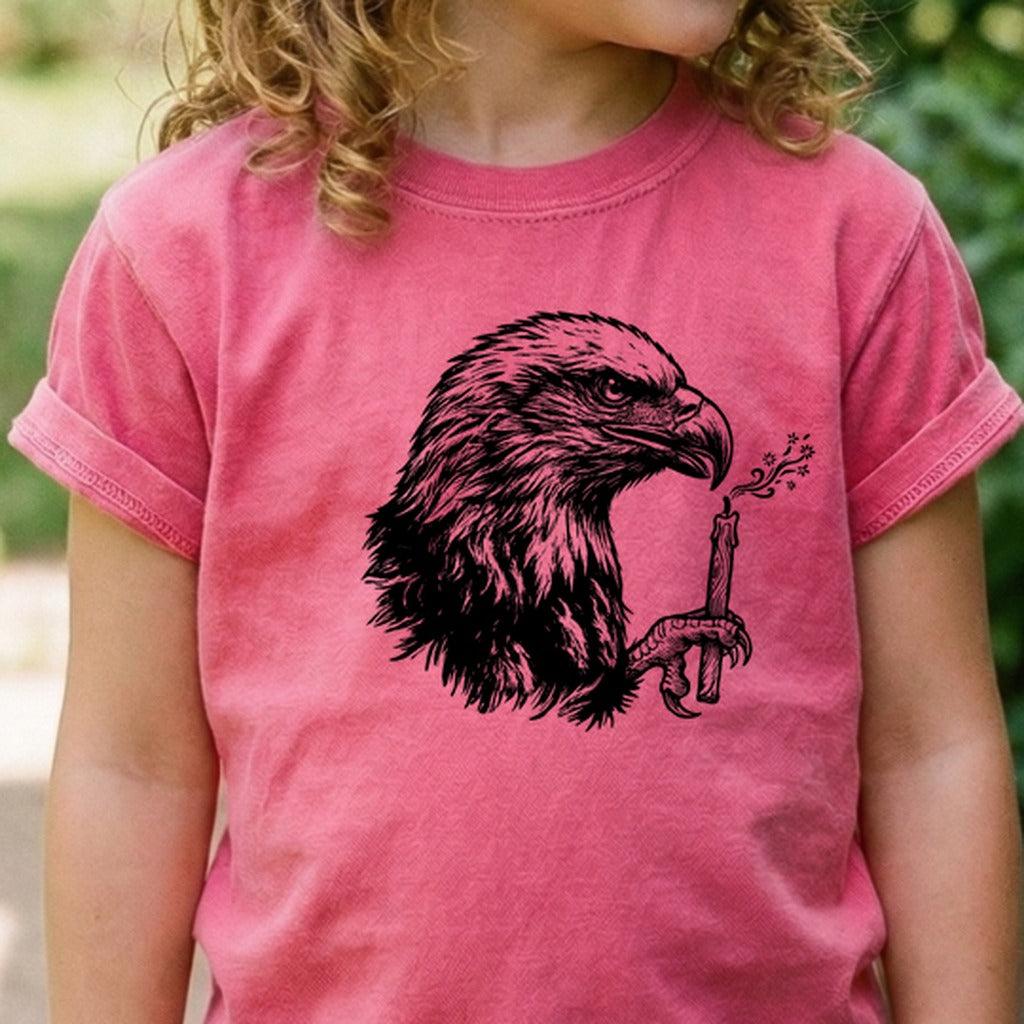 Happy Birthday America Eagle Blowing Out a Candle Kids Cotton T-Shirt