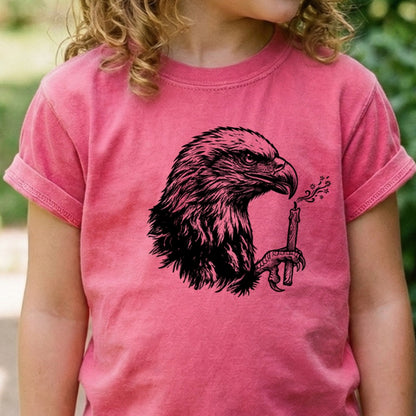Happy Birthday America Eagle Blowing Out a Candle Kids Cotton T-Shirt