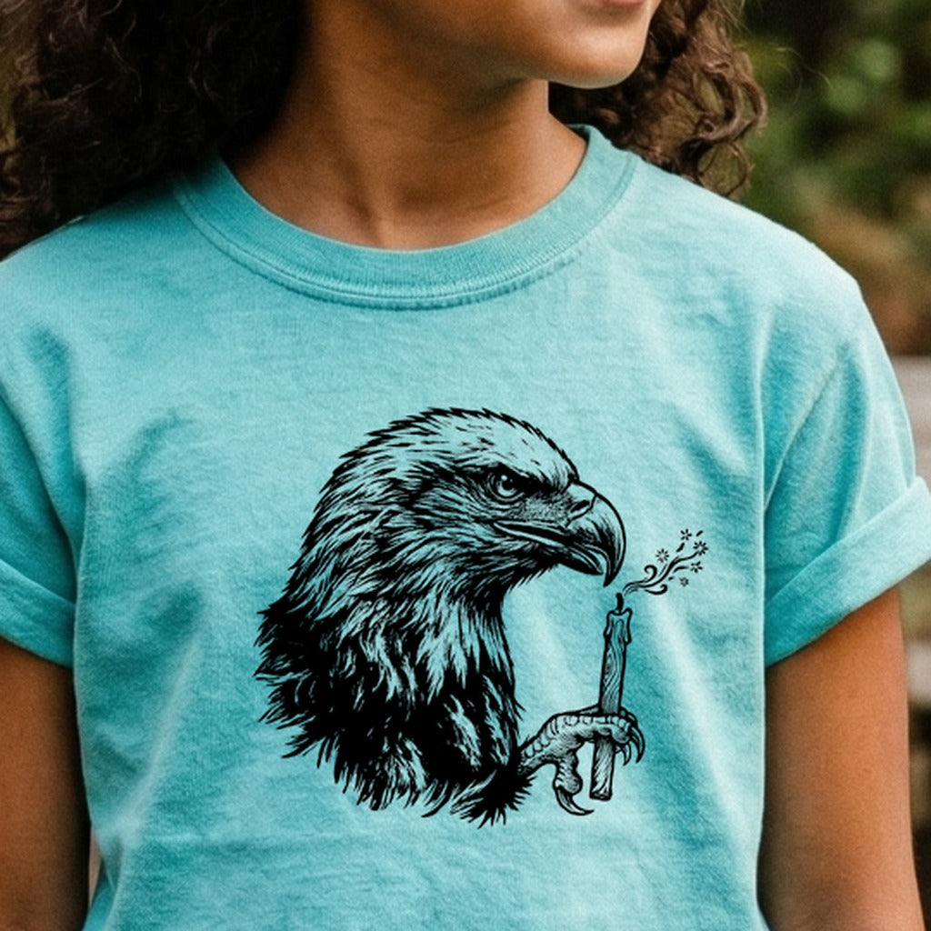Happy Birthday America Eagle Blowing Out a Candle Kids Cotton T-Shirt