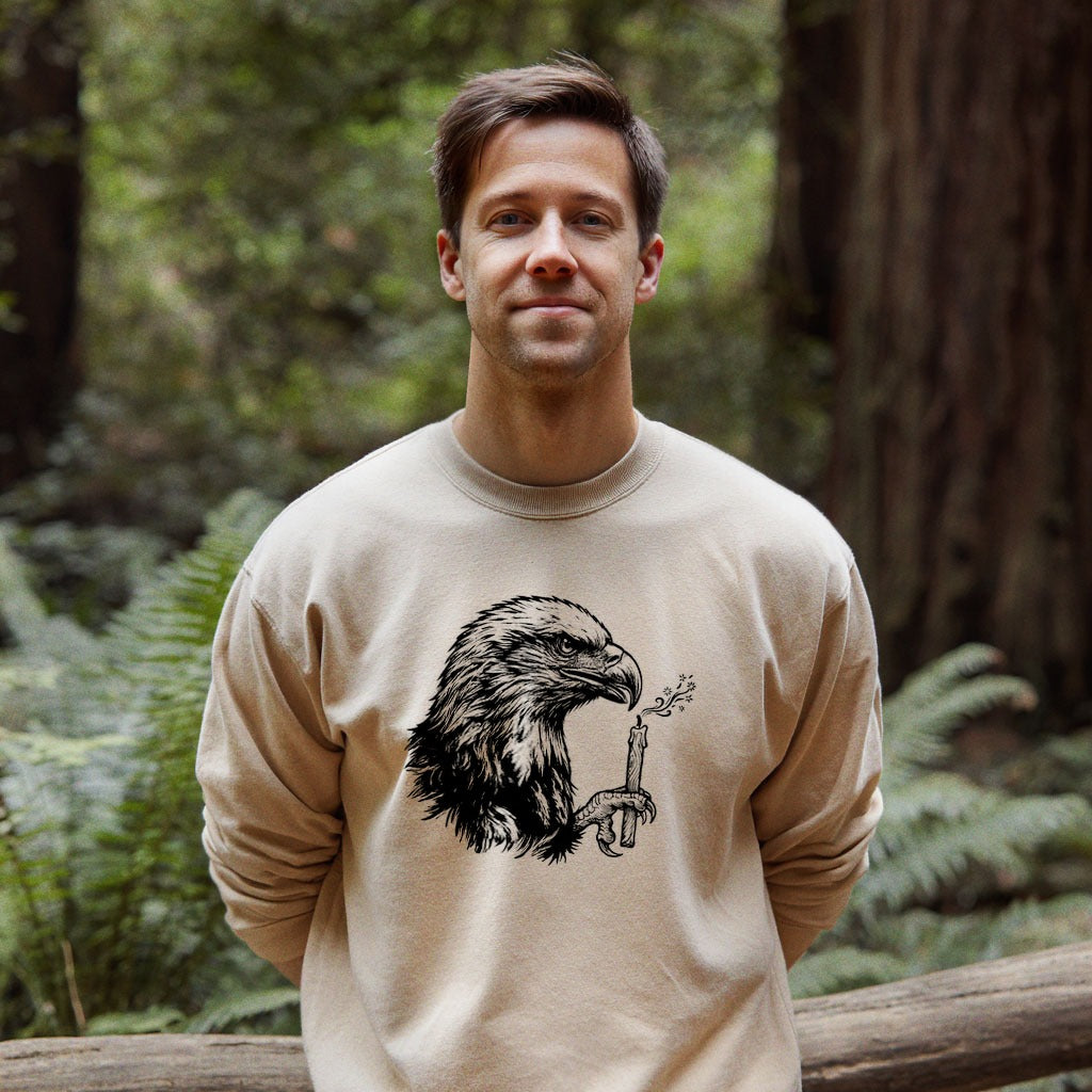 Happy Birthday America Eagle Blowing Out a Candle Crewneck Sweatshirt