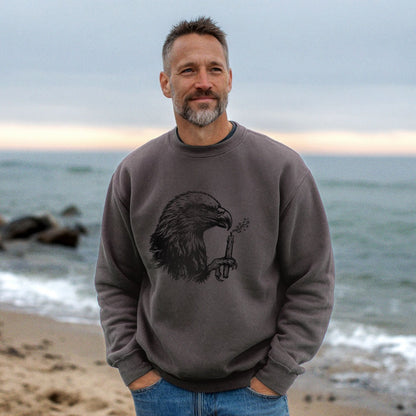 Happy Birthday America Eagle Blowing Out a Candle Crewneck Sweatshirt