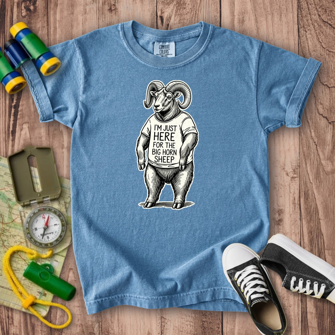I'm Just Here for the Big Horn Sheep Kids Cotton T-Shirt