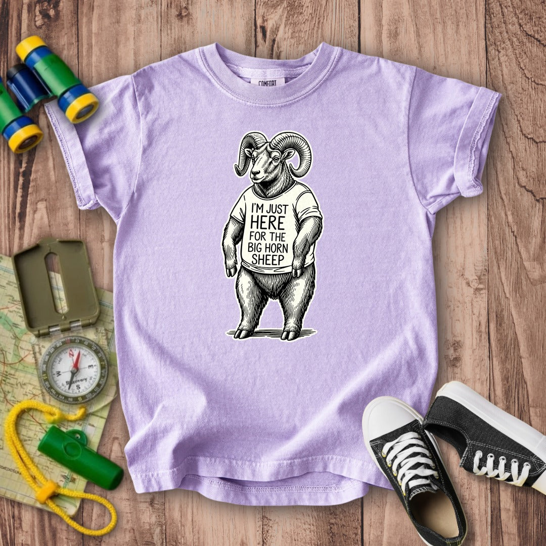 I'm Just Here for the Big Horn Sheep Kids Cotton T-Shirt