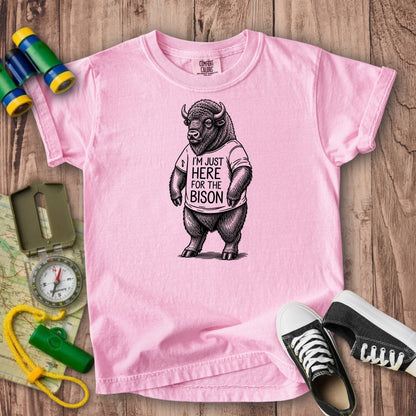 I'm Just Here for the Bison Kids Cotton T-Shirt