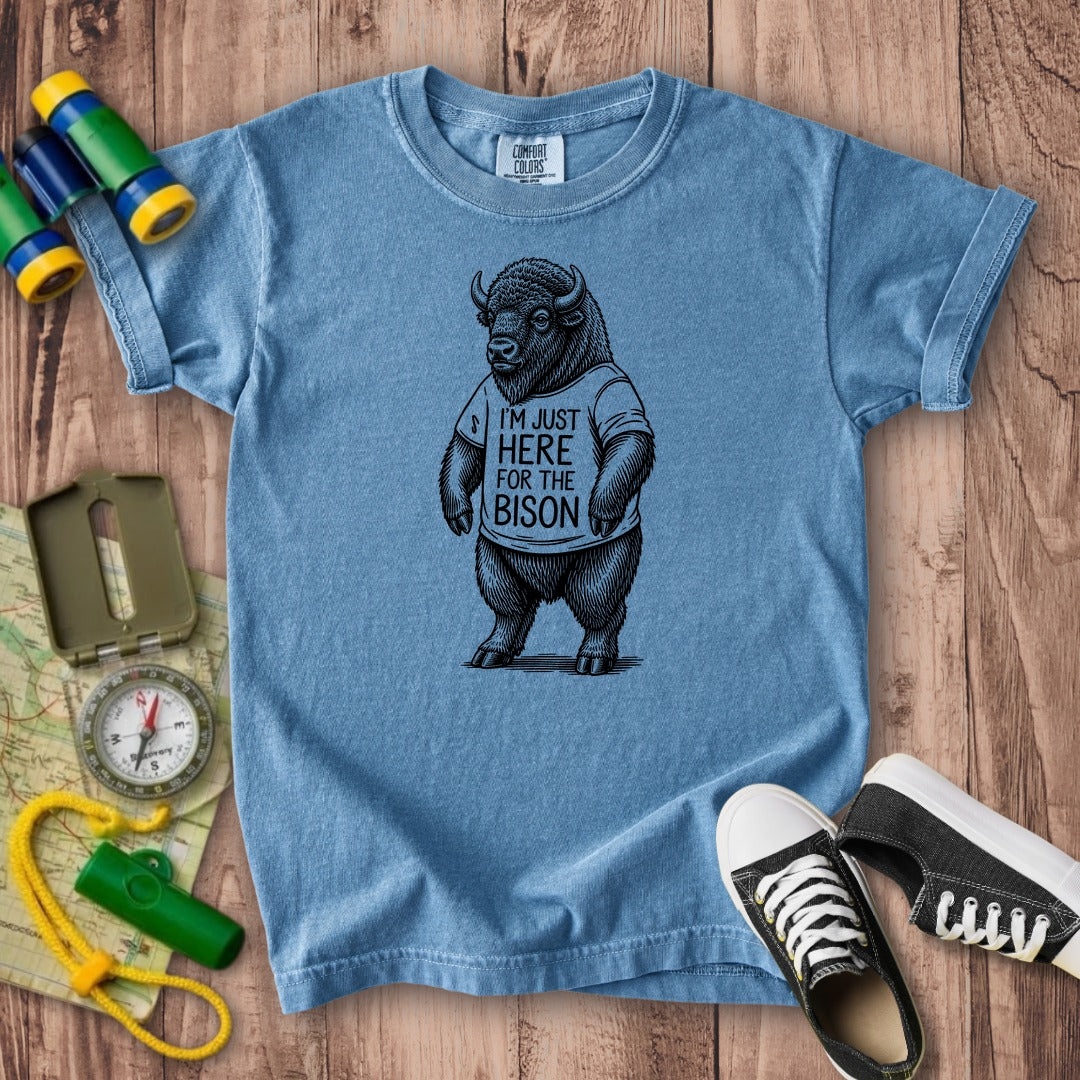 I'm Just Here for the Bison Kids Cotton T-Shirt