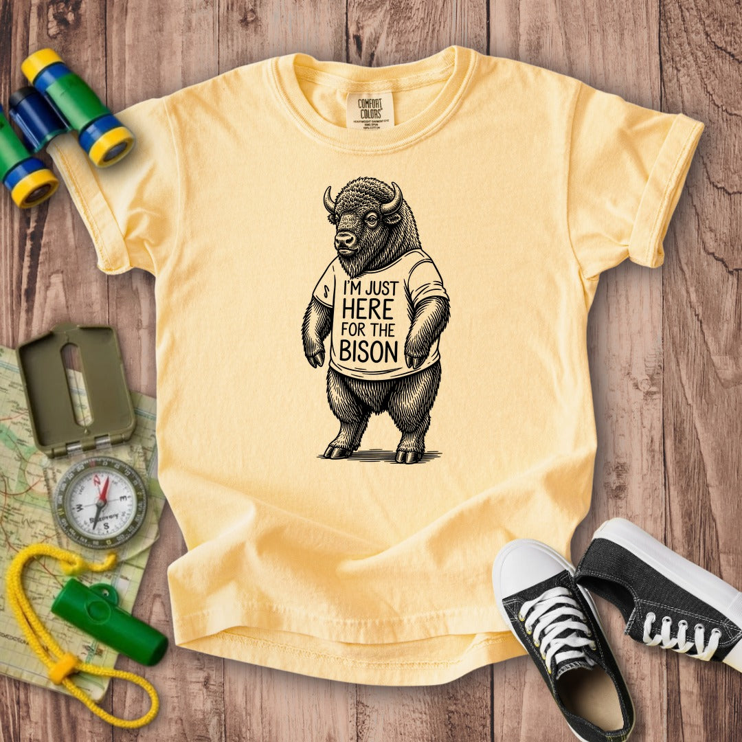 I'm Just Here for the Bison Kids Cotton T-Shirt