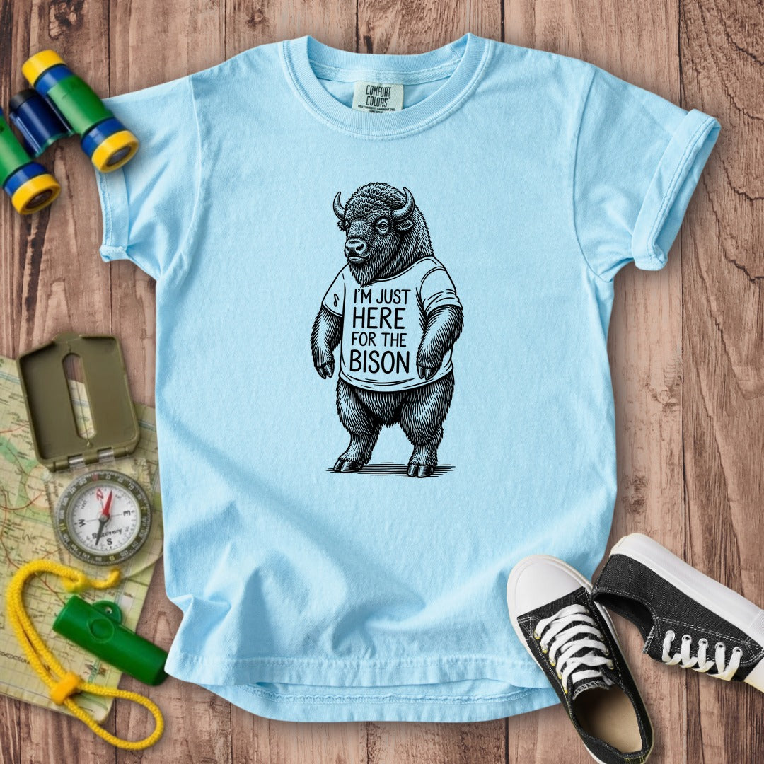 I'm Just Here for the Bison Kids Cotton T-Shirt