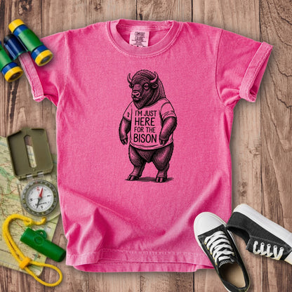 I'm Just Here for the Bison Kids Cotton T-Shirt