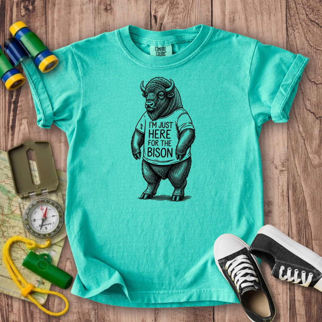 I'm Just Here for the Bison Kids Cotton T-Shirt
