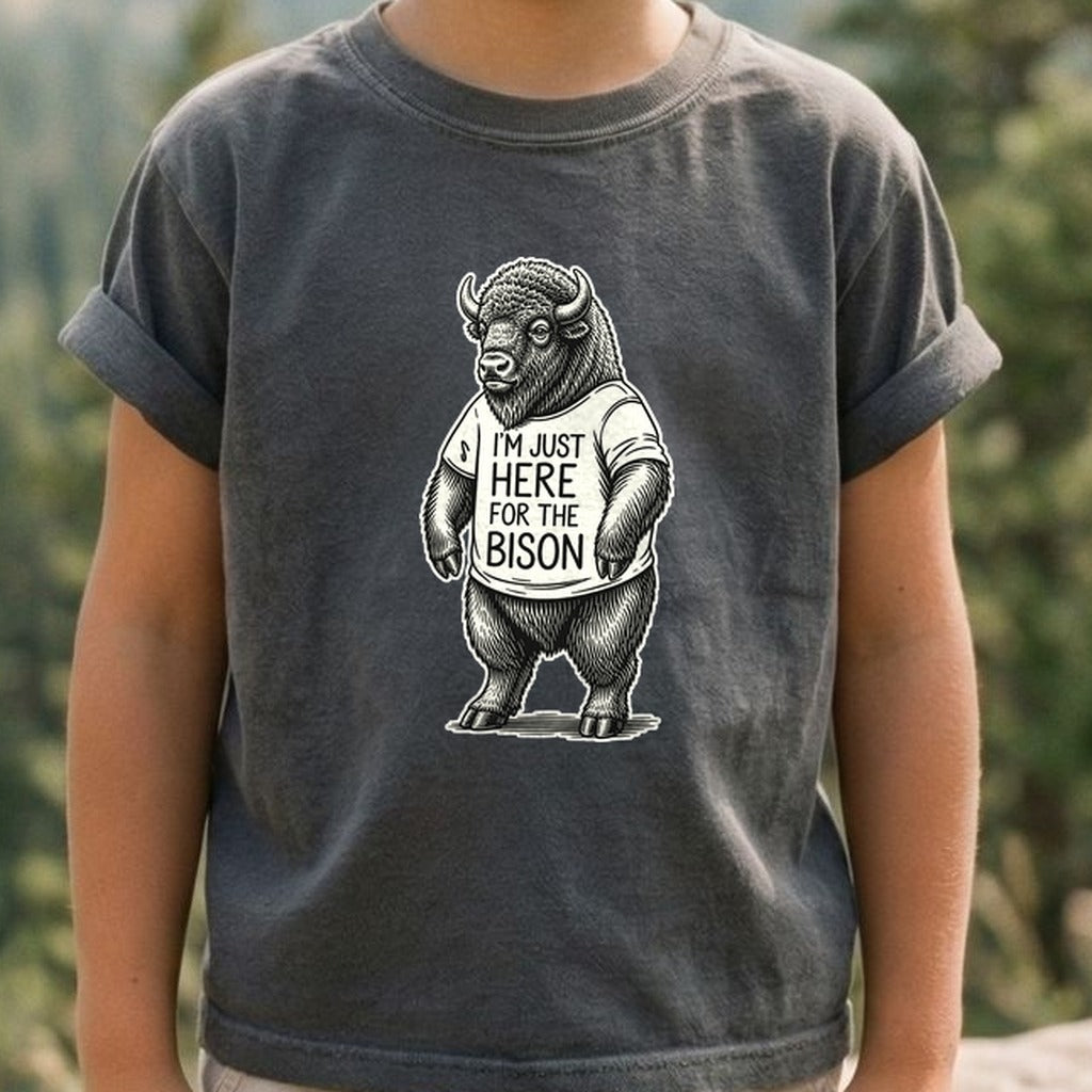 I'm Just Here for the Bison Kids Cotton T-Shirt