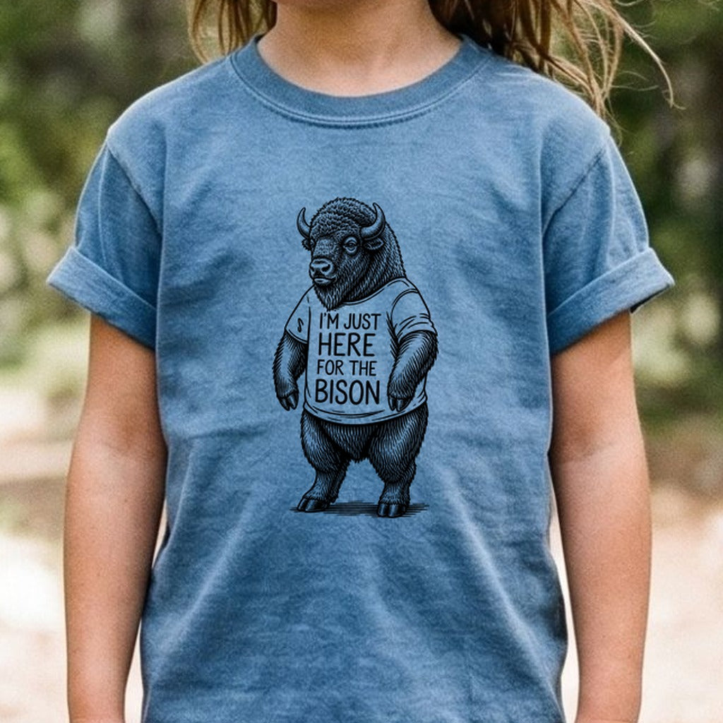 I'm Just Here for the Bison Kids Cotton T-Shirt