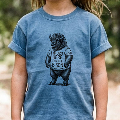 I'm Just Here for the Bison Kids Cotton T-Shirt