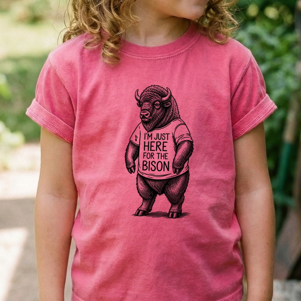 I'm Just Here for the Bison Kids Cotton T-Shirt
