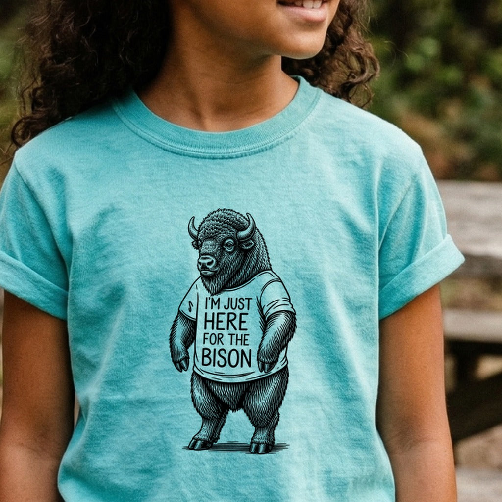 I'm Just Here for the Bison Kids Cotton T-Shirt