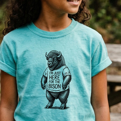 I'm Just Here for the Bison Kids Cotton T-Shirt