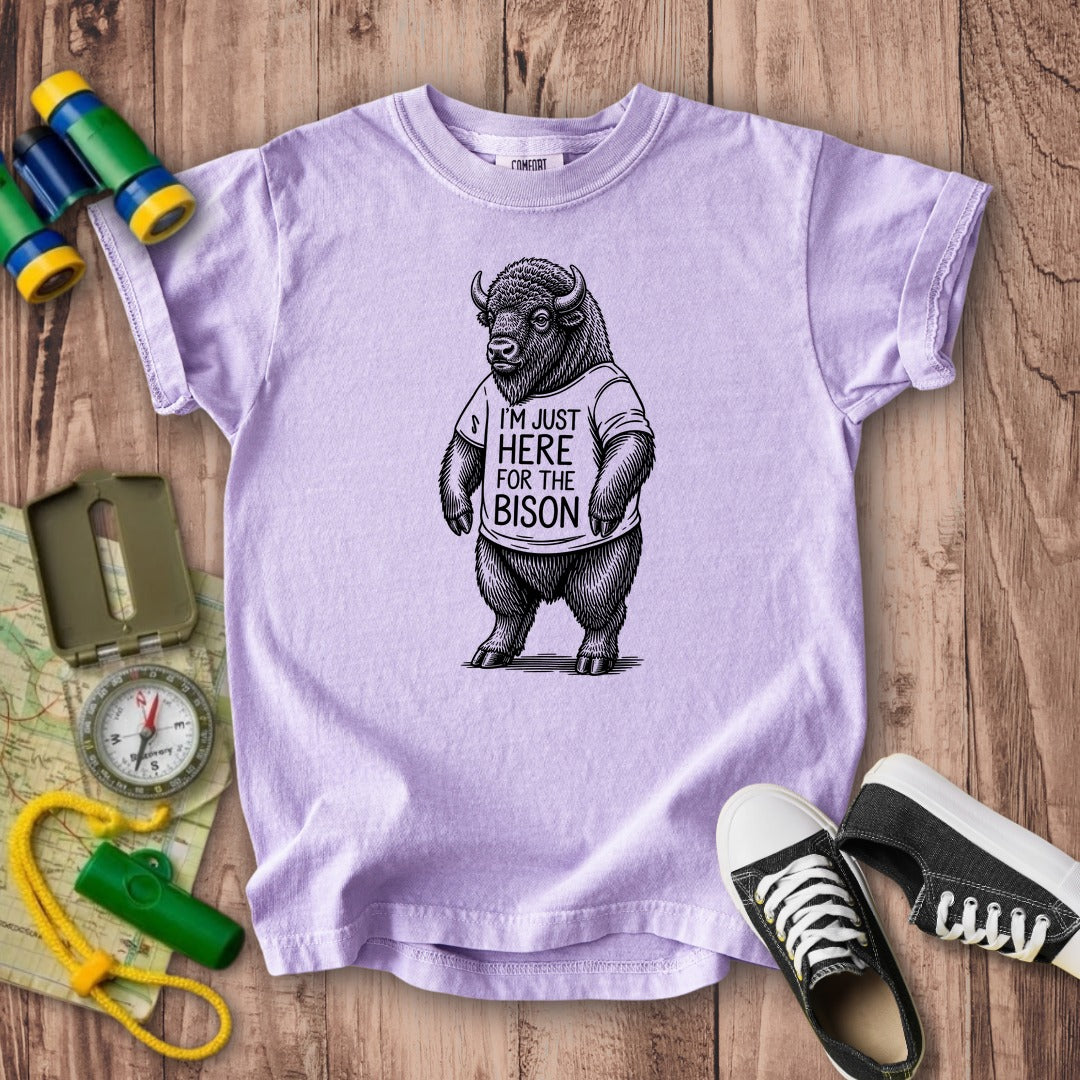 I'm Just Here for the Bison Kids Cotton T-Shirt